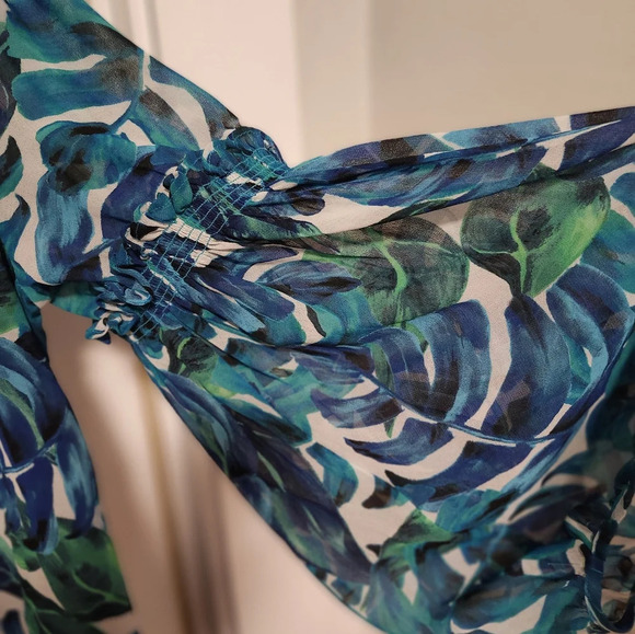 -Chloe oliver blue floral dress balloon sleeves brunch mature sz xl - Picture 6 of 7